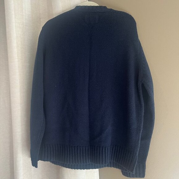 Men's Navy Blue & Cream Snowflake Crew Sweater, Size XL - Picture 5 of 9